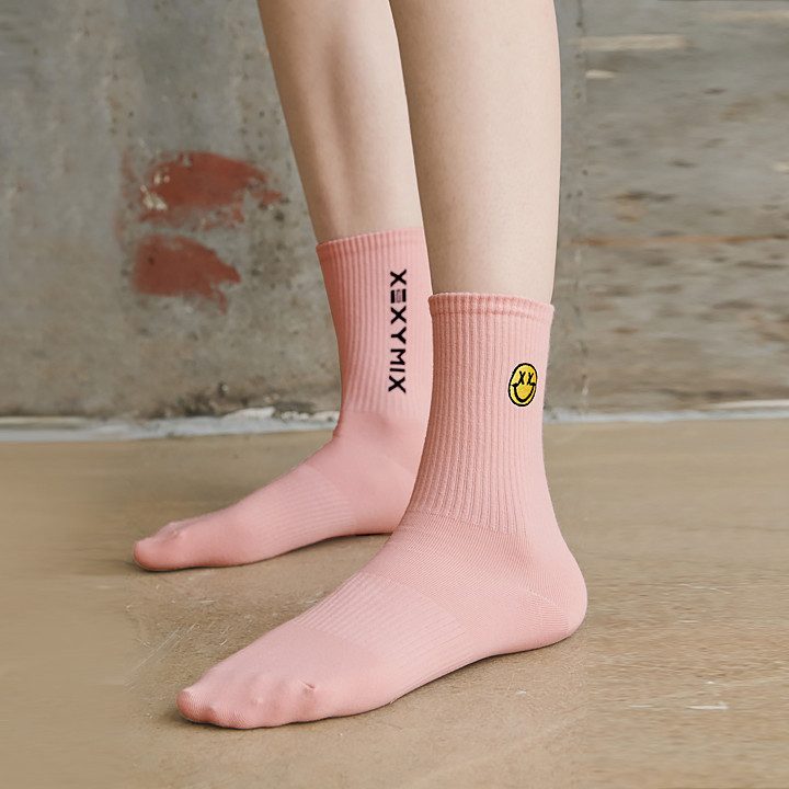 XED210B Smile Crop Socks Flamingo Pink [etc]