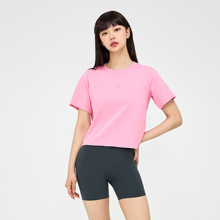 XTFST08J2 Mild Cotton Short Sleeve Pink Beam Top