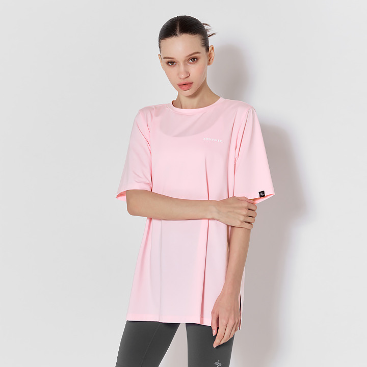 XWFST01J2 Cool Light Oversized Short Sleeve Pink Lemonade Top