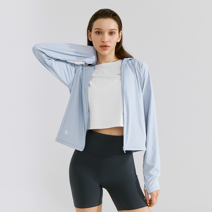 XWFHJ01J2 Summer Breeze UV-Cut Zip-up Jacket Cashmere Blue Top