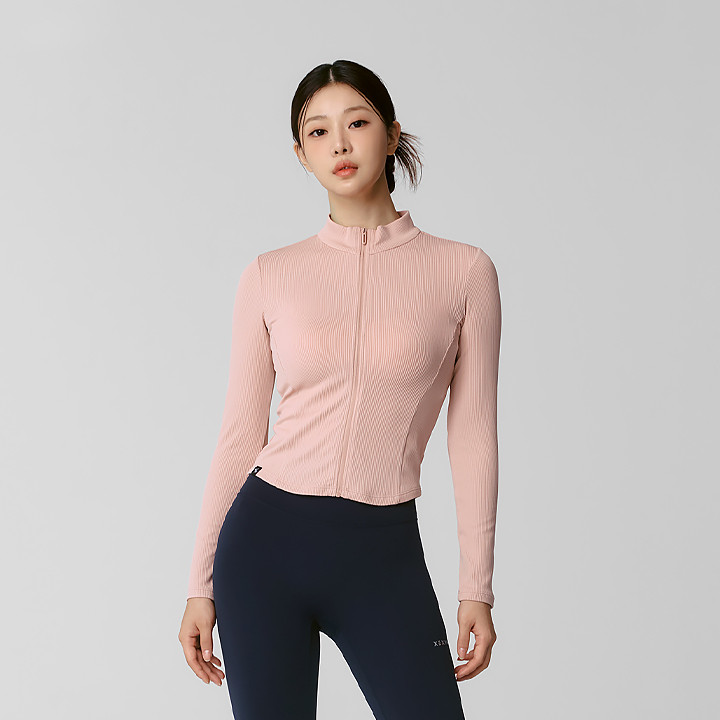 XTFGJ01J3 High neck perfect line zip-up Pink Frick Top