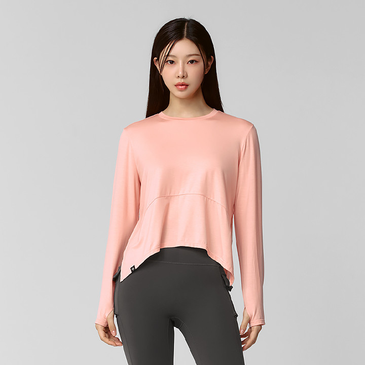 XWFLT08J3 Soft Side Slit Long Rosy Pink TOP