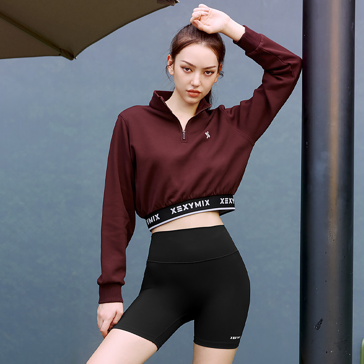 XTFHZ02J3 Logo point warm cropped sweatshirt in Stella Wine Top