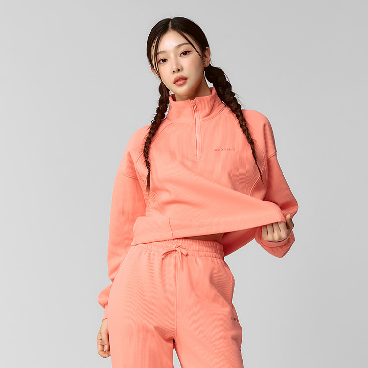 XTFHZ15J3 Peach Lip Highneck Half Zip-up Anorak Bitter Orange top