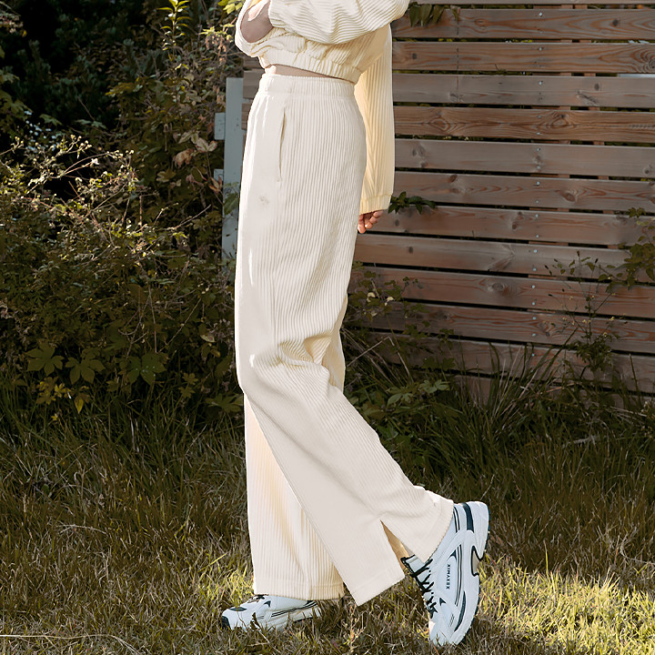 XTFTP14J3 Corduroy Wide Pants Ivory Bottom