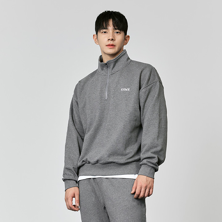 XMMHZ40H3 French Terry Half-Zip Sweatshirt Top