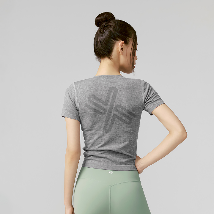 XFK2TS1005 Mesh Seamless Short Medium Heather Gray TOP