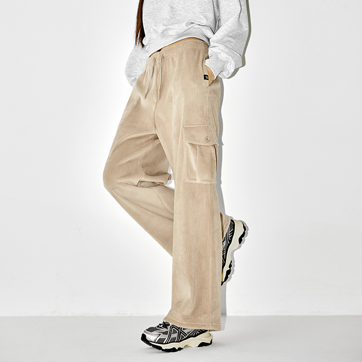 XFK3PP1106 Soft Corduroy Cargo Wide Pants BOTTOM