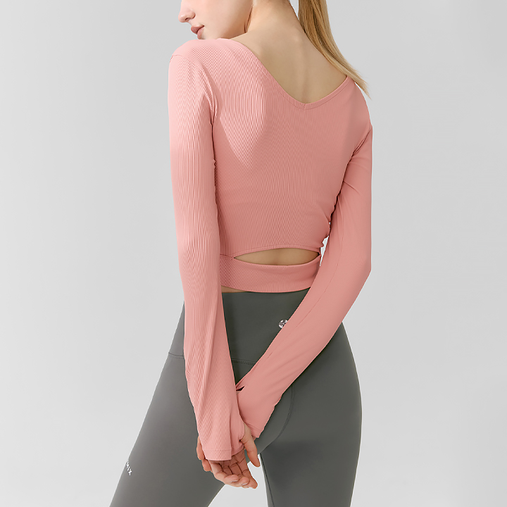 XFK1TL1006 Long Sleeve Mellow Pink Top