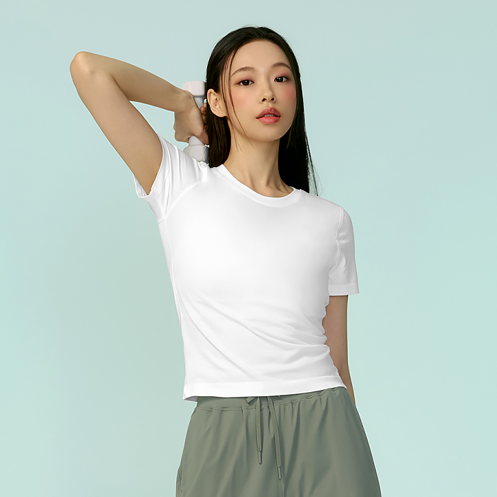XFK2TS1005 Mesh Seamless Short Ivory TOP
