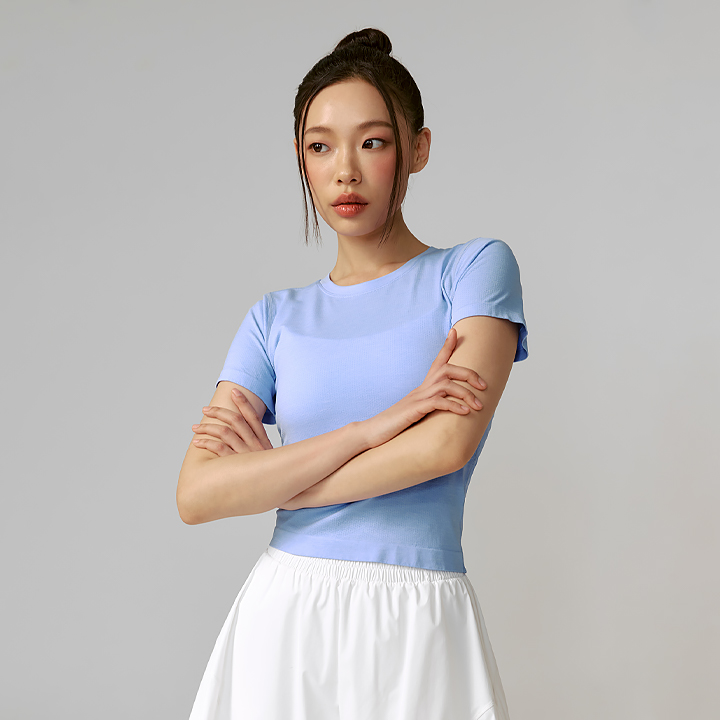 XFK2TS1005 Mesh Seamless Short Sleek Lavender TOP