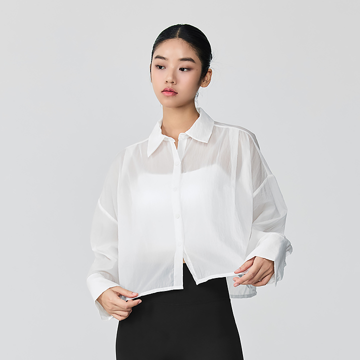 XFK2HC1104 light See-through look Crop Shirt Off White TOP