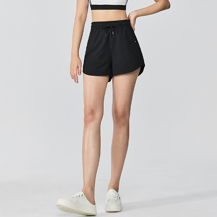XFK2PS1101 Seersucker Rounded Shorts Black BOTTOM
