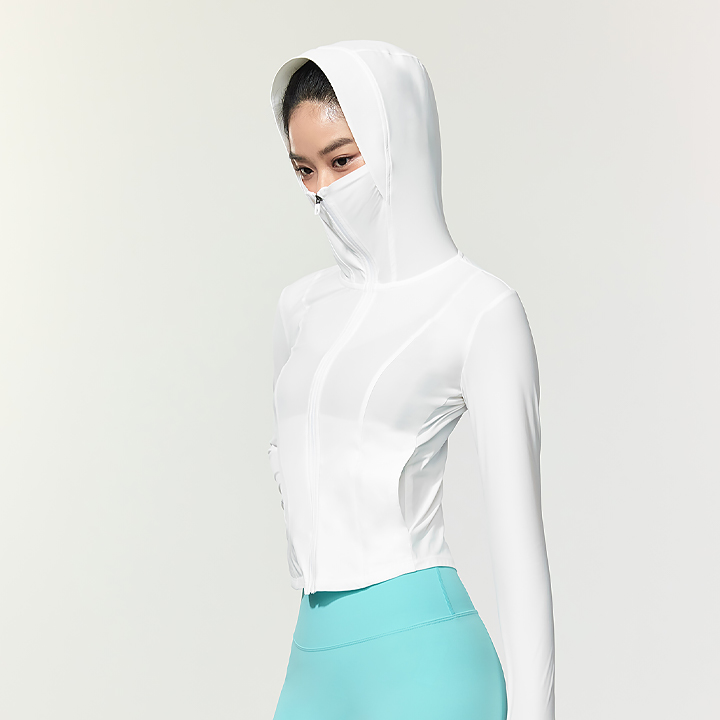 XFK2JL1004 Light Cooling Slim Fit Cropped Hoodie Jacket Ivory top