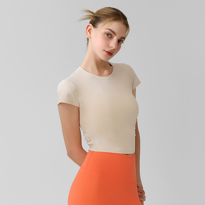 XFK1TS1004 light tricot overlap short salted caramel TOP