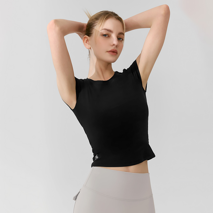 XFK1TS1004 light tricot overlap short black TOP
