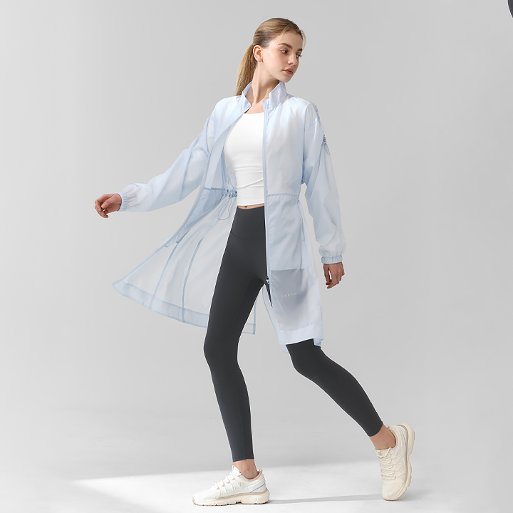 XFK1JL1001 Maxi Long Jacket Icing Blue TOP