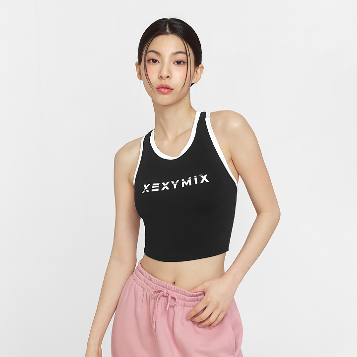 XFK2BL1502 Sporty logo color combination Top Black TOP