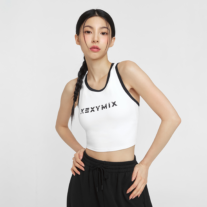XFK2BL1502 Sporty logo color combination Top Ivory TOP