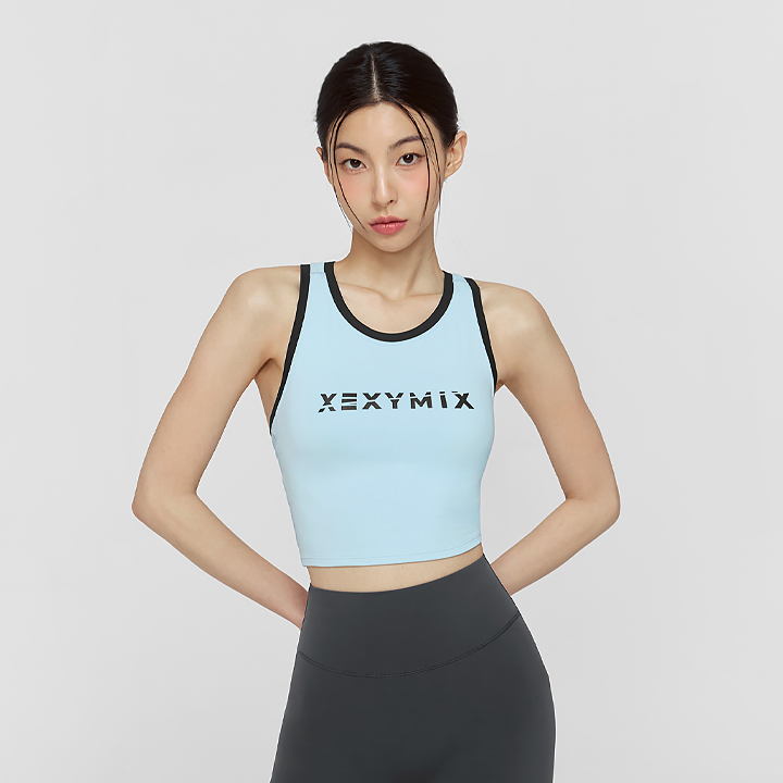 XFK2BL1502 Sporty logo color combination Top Powder Blue TOP
