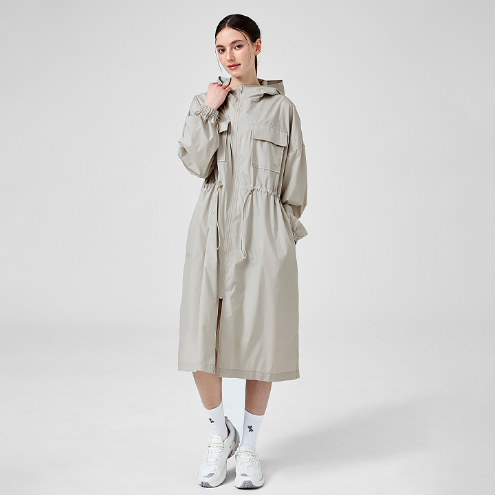 XFK1JL1104 Airy Essential Maxi Hood Long Jacket Future Beige Top