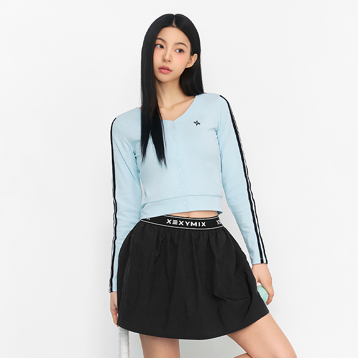 XFK1TL1102 EcoDex cropped cardigan River Blue top