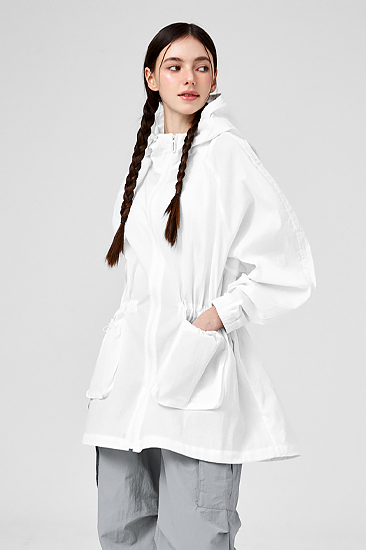 XFK1JL1105 Light Out Pocket Hooded Long Jacket Ivory Top