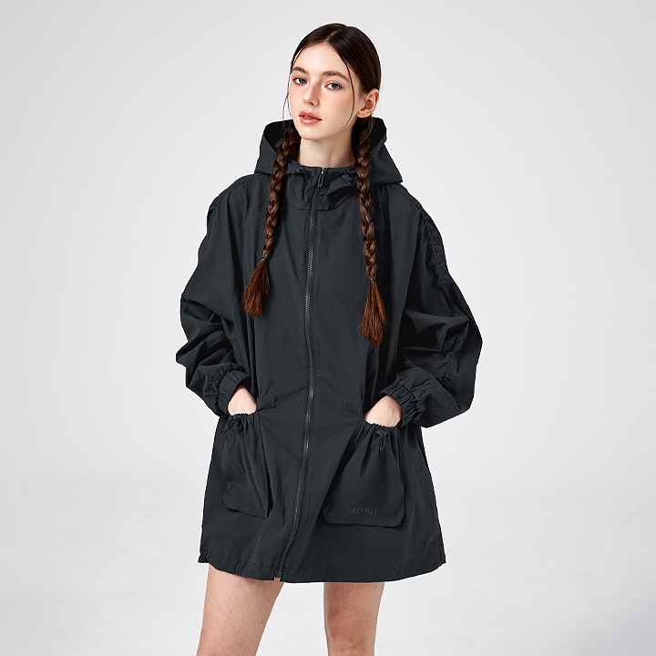 XFK1JL1105 Light Out Pocket Hooded Long Jacket Glow Navy Top