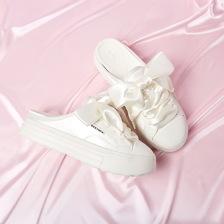 XUK5SH1805 Satin Day Rise Mule Cream Ivory Etc 