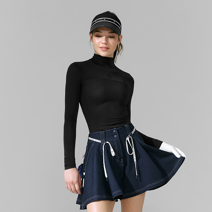 XFK1TL1202 Shirring Grid Mock Neck dbase dlayer Top 