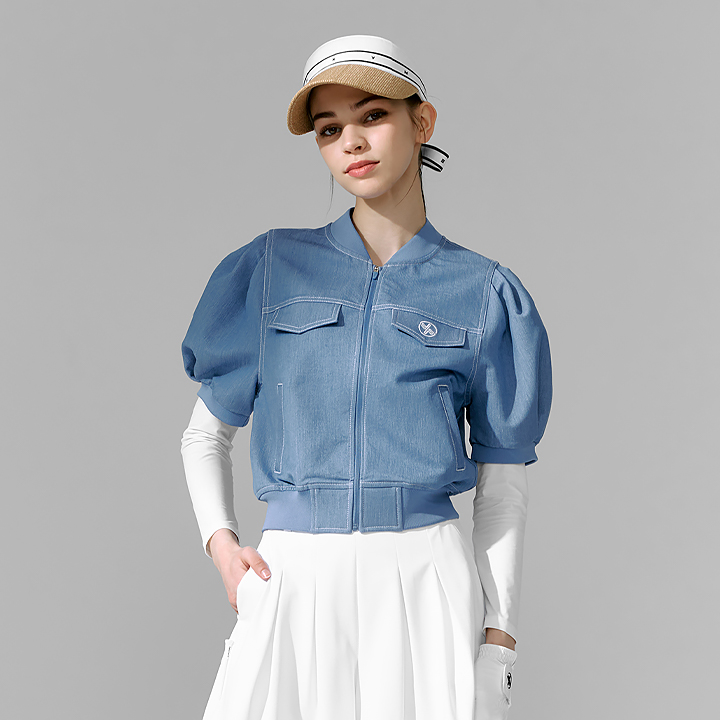 XFK1JL1203 Denim-like Puff T-shirt Jumper Top