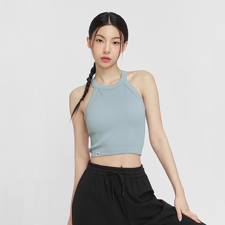 XFK1BC1501 Seamless Halter neck Bratop Powder Sky Top