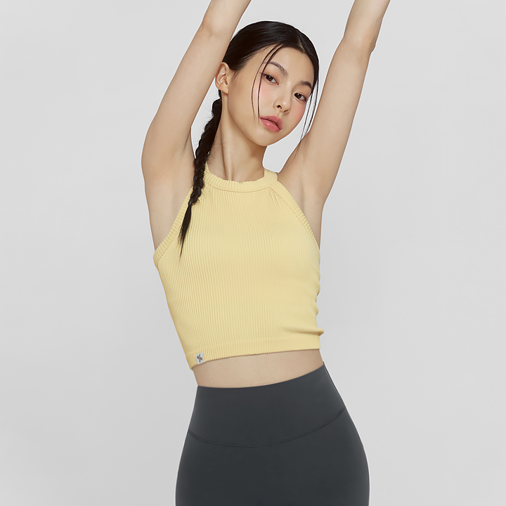 XFK1BC1501 Seamless Halter neck Bratop Lemon Chiffon Top