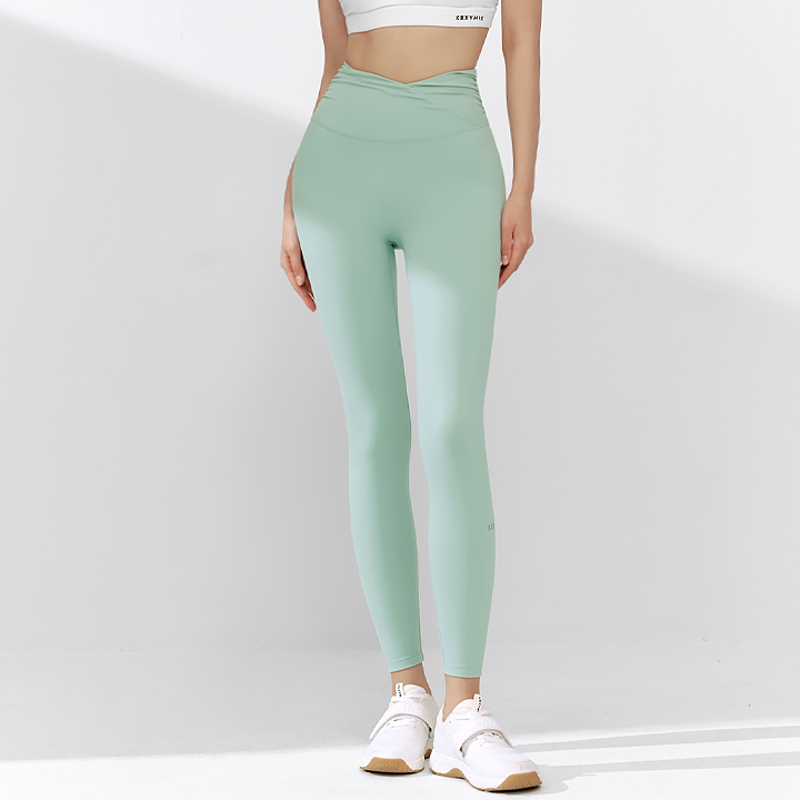 XFK2LL1501 Black Label Signature Power Rise Shirring Leggings Gray Moss Green BOTTOM