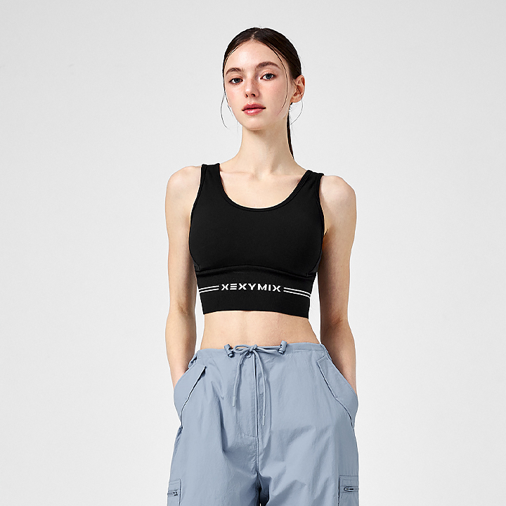XFK2BC1501 Black Label Signature Power Rise logo Banding Top Black Top