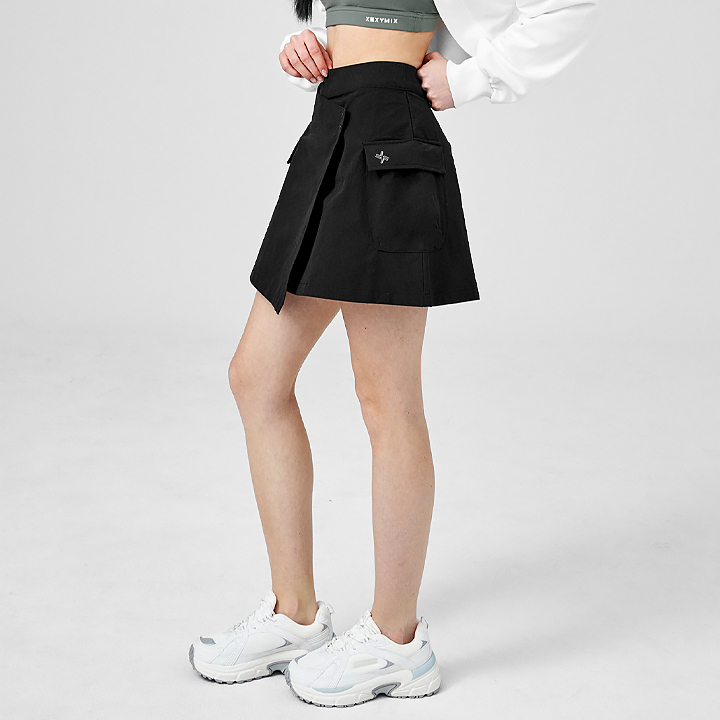XFK1RK1103 Dual grip dlayered wrap skirt Black Bottom