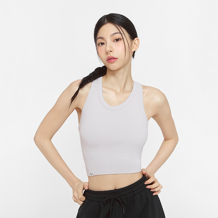 XFK1BC1502 Soft Seamless Basic Crop Top tintgrey Top