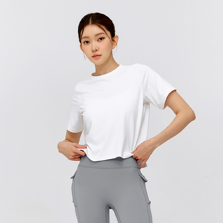 XFK2TS1104 Daily Feather Life Basic Short Sleeve Ivory TOP