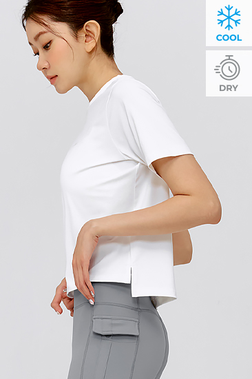 XFK2TS1104 Daily Feather Life Basic Short Sleeve Ivory TOP