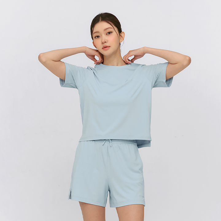 XFK2TS1104 Daily Feather Life Basic Short Sleeve Melting Blue TOP