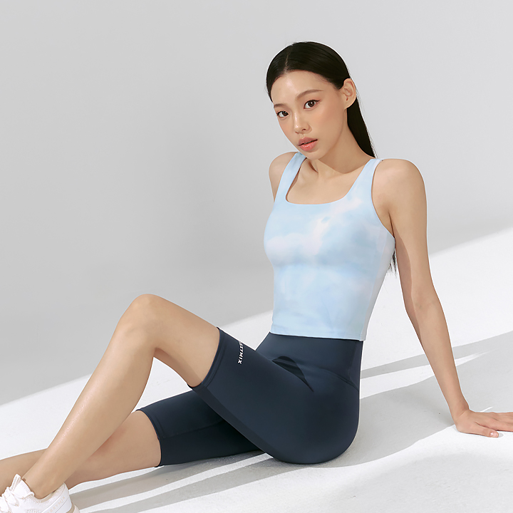 XFK2BC1503 Comfort Fine Tie-Dye Square Crop Top Tie-Dye Blue TOP