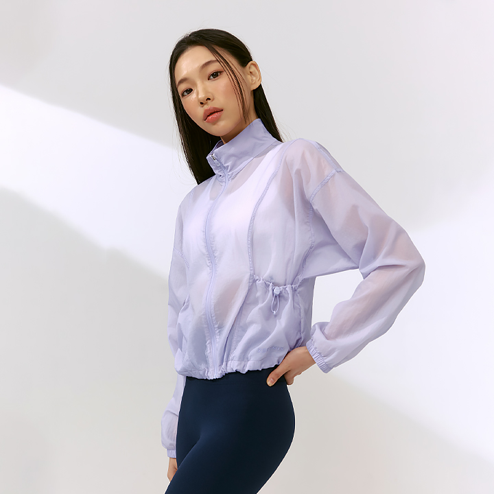 XFK2JL1101 Airy High-Neck Crop Windbreaker Ice Orchid TOP