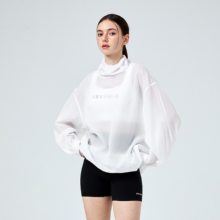 XFK1TL1101 Airy Sheer Cover-up Anorak Off-White top