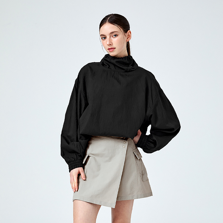 XFK1TL1101 Airy Sheer Cover-up Anorak black top