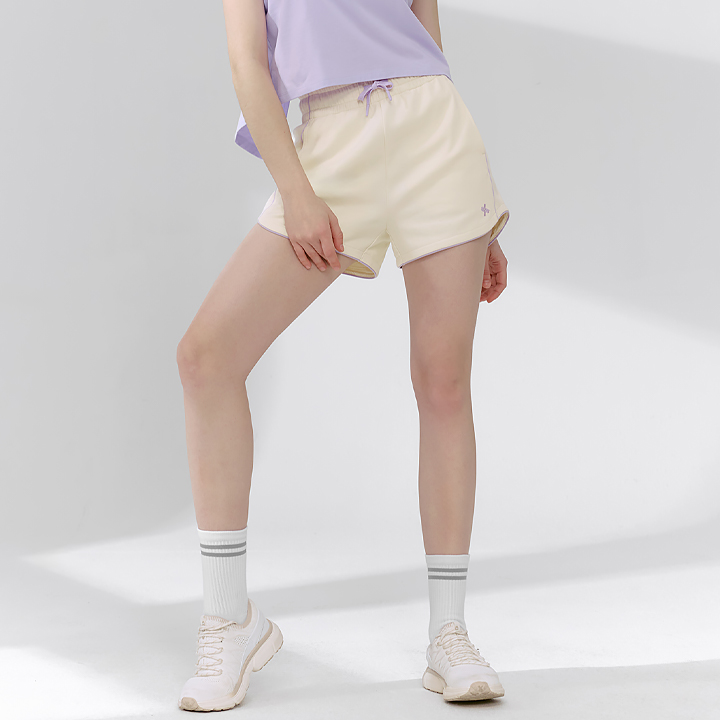 XFK2PS1103 Color Block Piping Curve Shorts Rolling Beige BOTTOM