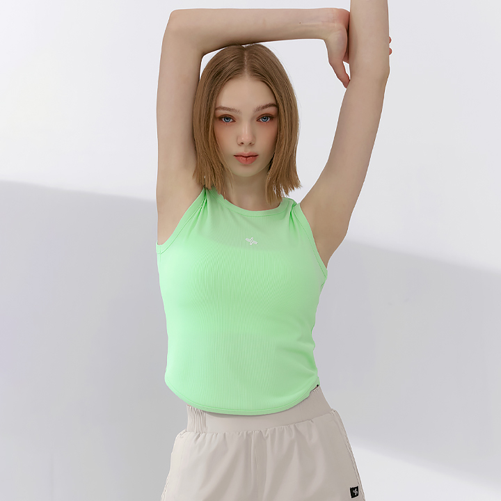 XFK2TE1101 Ribbed Tension Sleeveless summer mint TOP