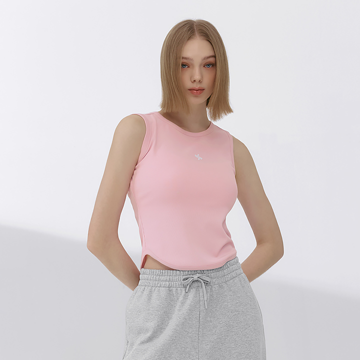 XFK2TE1101 Ribbed Tension Sleeveless Pink Essence TOP