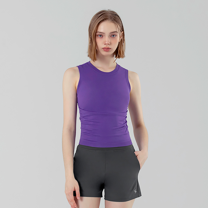 XFK2TE1010 ZeroSlick Seamless Side Shirring Sleeveless True Lavender TOP