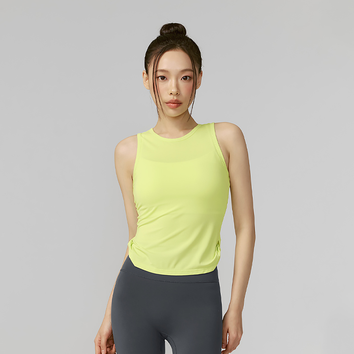 XFK2TE1005 Air Mesh Side Twist Sleeveless Lemon Lime top