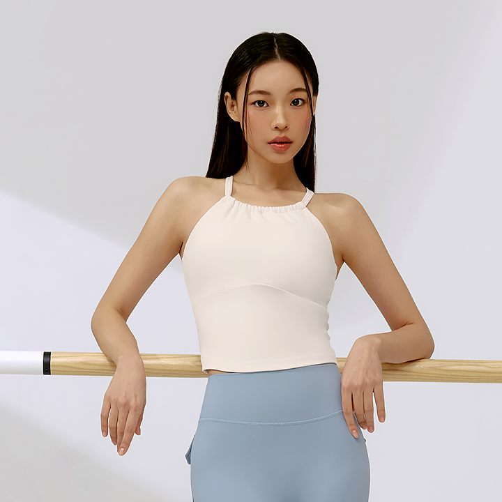 XFK2BL1501 BL Signature Power Rise Croptop Halterneck Sweet Beige Top